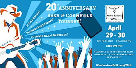 Winchesters' 20th Anniversary Bash and Cornhole Tournament! primary image