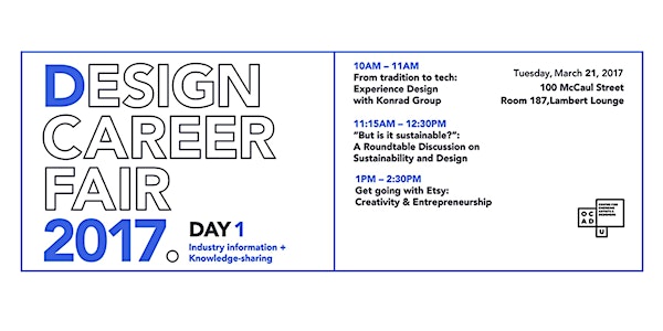 OCAD U Design Career Fair: Tuesday, March 21 Special Sessions