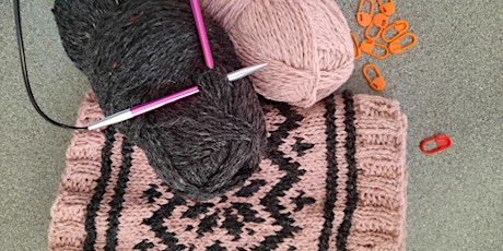Learn to knit on circular needles and produce simple colour work. tickets