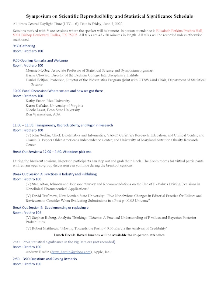 Scientific Reproducibility and Statistical Significance  Symposium image
