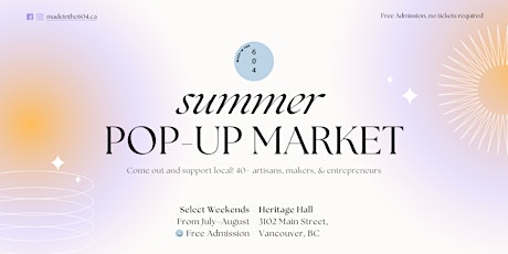Summer Pop-Up Market @ Heritage  Hall tickets