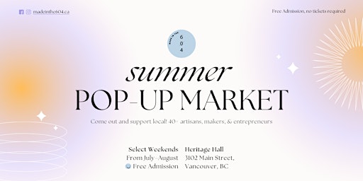 Summer Pop-Up Market @ Heritage  Hall