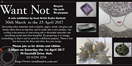 "Waste Not" A solo exhibition by Eryka Garbutt  primary image