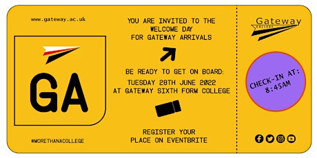 Gateway Arrivals Welcome Day  | 8:45am morning session tickets