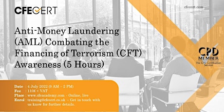 Anti-Money Laundering (AML & CFT) Awareness - 5 Hours - 110 GBP tickets