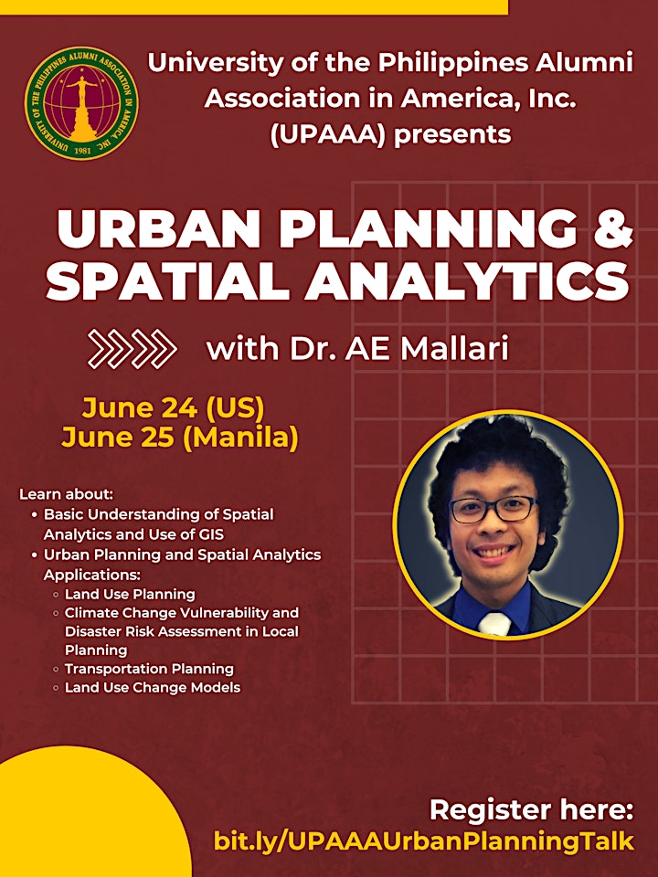 UPAAA Presents: Urban Planning & Spatial Analytics with Dr. AE Mallari image