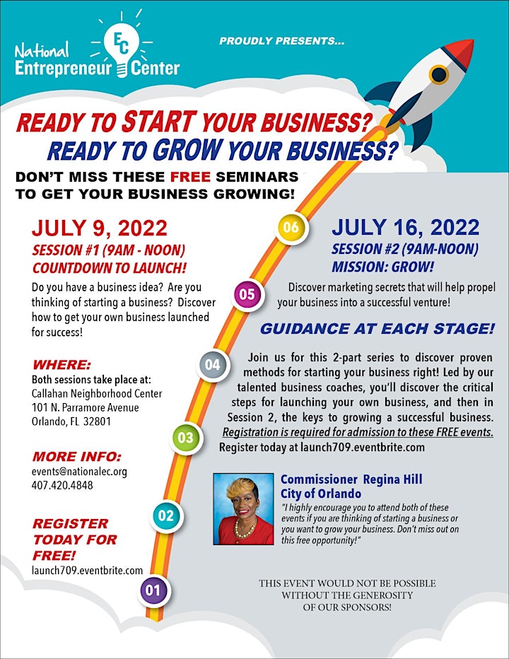 START YOUR BUSINESS / GROW YOUR BUSINESS - ORLANDO - JULY 9 & 16 image