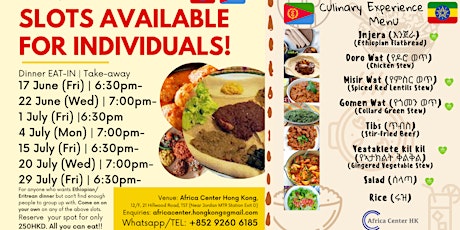 Ethiopian/ Eritrean Culinary Experience (Dinner) tickets