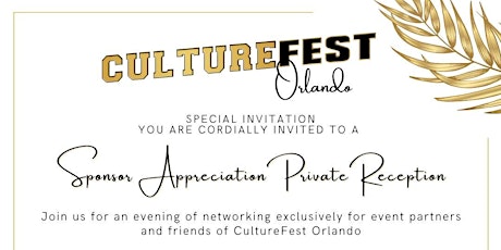 CultureFest Orlando - Sponsor Appreciation Private Reception primary image