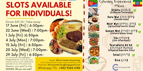 Ethiopian/Eritrean Culinary Experience (Dinner) tickets
