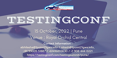 TestingConf - Pune on 15 October 2022 tickets