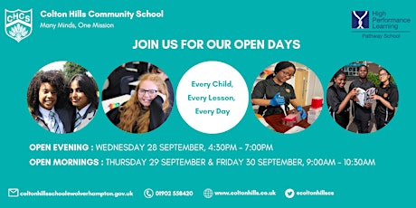 Colton Hills Open Evening and Open Mornings, 28 September - 30 September tickets