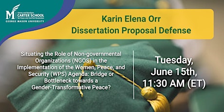 Karin Orr  Dissertation Proposal Defense tickets