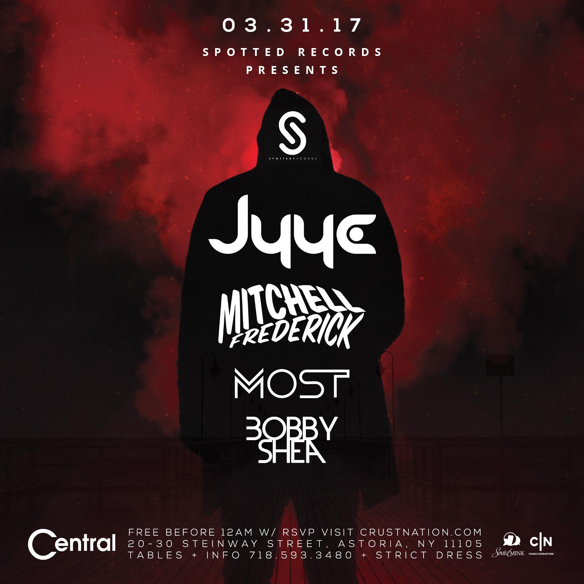 SPOTTED RECORDS SHOWCASE @ CENTRAL W/ JYYE, MITCHELL FREDERICK, MOST & BOBBY SHEA (ASTORIA, RSVP FOR FREE ADMISSION)