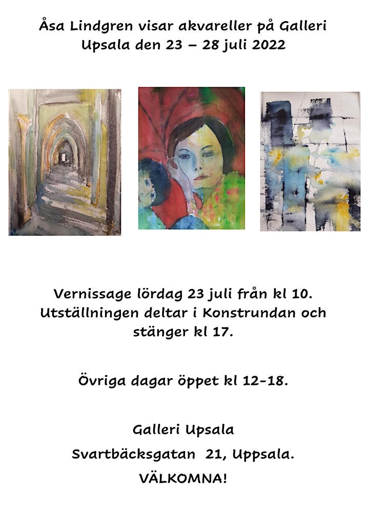 Åsa Lindgren - Akvarell -utställning på Galleri Upsala 23-28 juli 2022 bild
