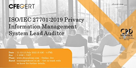 ISO/IEC 27701:2019 PIMS Lead Auditor  ₤1.100