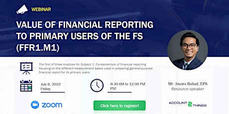Value of financial reporting to primary users of the FS tickets