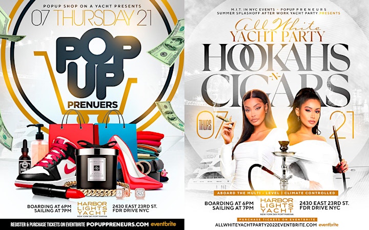 7/21 POP UP SHOP ON A YACHT Presents All White Hookah -n- Cigars image