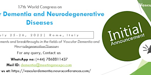 17th World Congress on  Vascular Dementia and Neurodegenerative Diseases