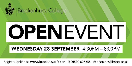Brockenhurst College Open Evening (Wednesday 28 September, 4:30pm to 8pm)