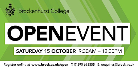 Brockenhurst College Open Day (Saturday 15 October 9.30am - 12.30pm)