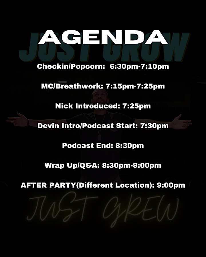 Just Grow LIVE Podcast Event ft. Devin Butler (200 Seats) image