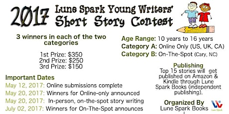 2017 Lune Spark Young Writers' Short Story Writing Contest primary image
