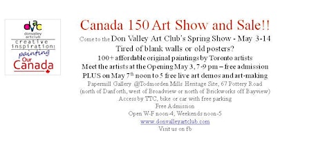 Don Valley Art Club Canada 150 Art Show and Sale!! primary image
