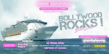 BOLLYWOOD ROCKS: ALL WHITE Bollywood Boat Cruise tickets