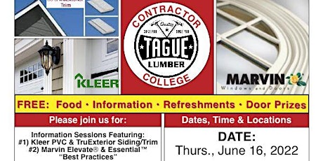 Tague Contractor College – Marvin & Kleer/Boral  at Tague Lumber/Doylestown