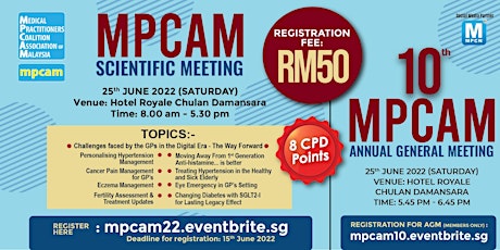 Imagen principal de MPCAM 10th ANNUAL GENERAL MEETING & SCIENTIFIC MEETING [THIS IS NOT A FREE