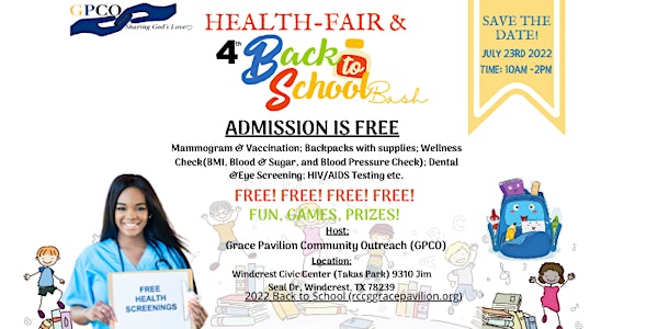 GPCO Health-Fair & Back -2- School Event- REGISTER FOR FREE SCHOOL SUPPLIES
