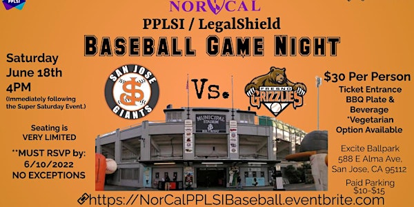 NorCal PPLSI / LegalShield Baseball Game Night