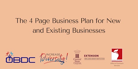4 Page Business Plan for New & Existing Businesses