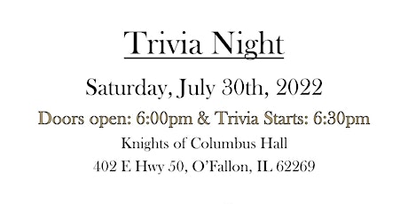 Trivia Night Benefiting Right Turn Ministries, NFP tickets