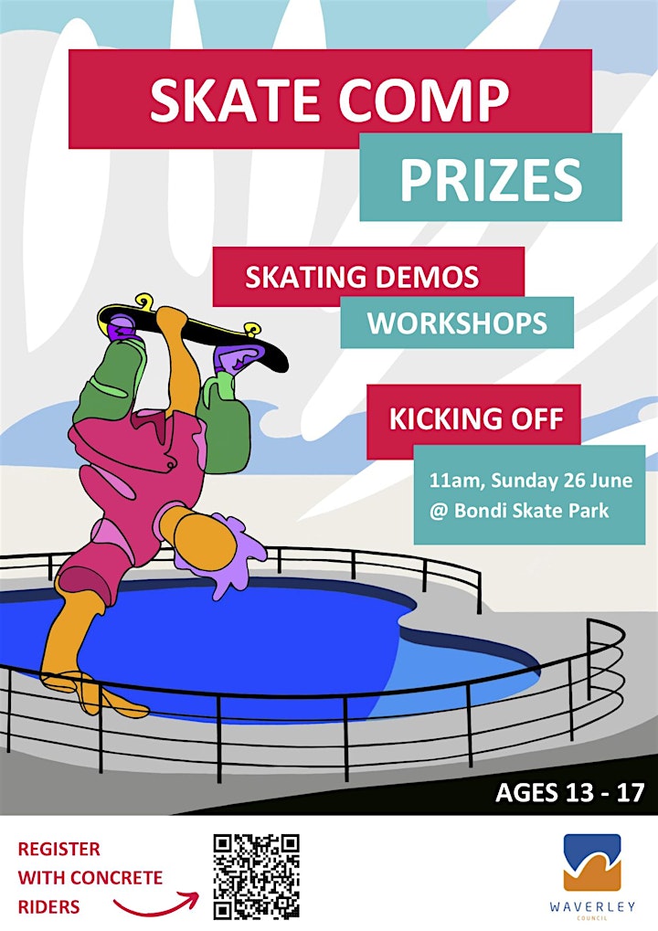 FREE Teens Skateboard Lessons, Skate Jams + Demos @ Bondi Skatepark image