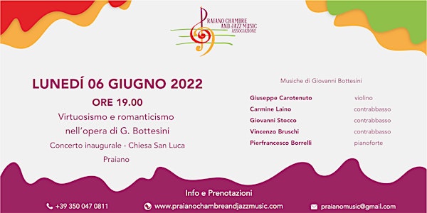 Praiano Chambre and Jazz Music - 6 giugno ore 19.00  Chiesa San Luca
