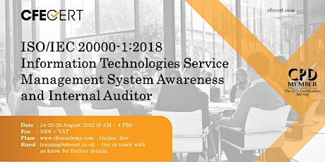 ISO/IEC 20000-1:2018 ITSMS Awarenes and Internal Auditor - ₤330