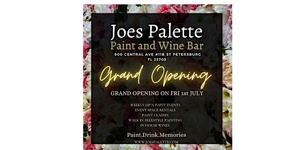 PAINT N SIP PARTY JOES PALETTE PAINT & WINE BAR GRAND OPENING! -1 FREE WINE