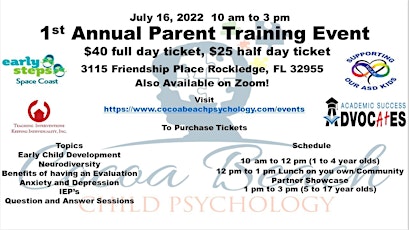 Cocoa Beach Child Psychology First Annual Parent Training Event! tickets