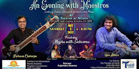 "An Evening with Maestros" Indian Classical Instrumental Music Concert tickets
