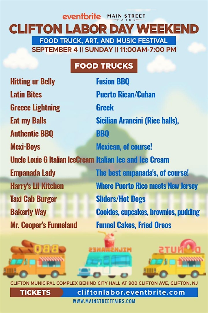 Clifton 'Labor Day Weekend' Food Truck, Art, and Music Festival image