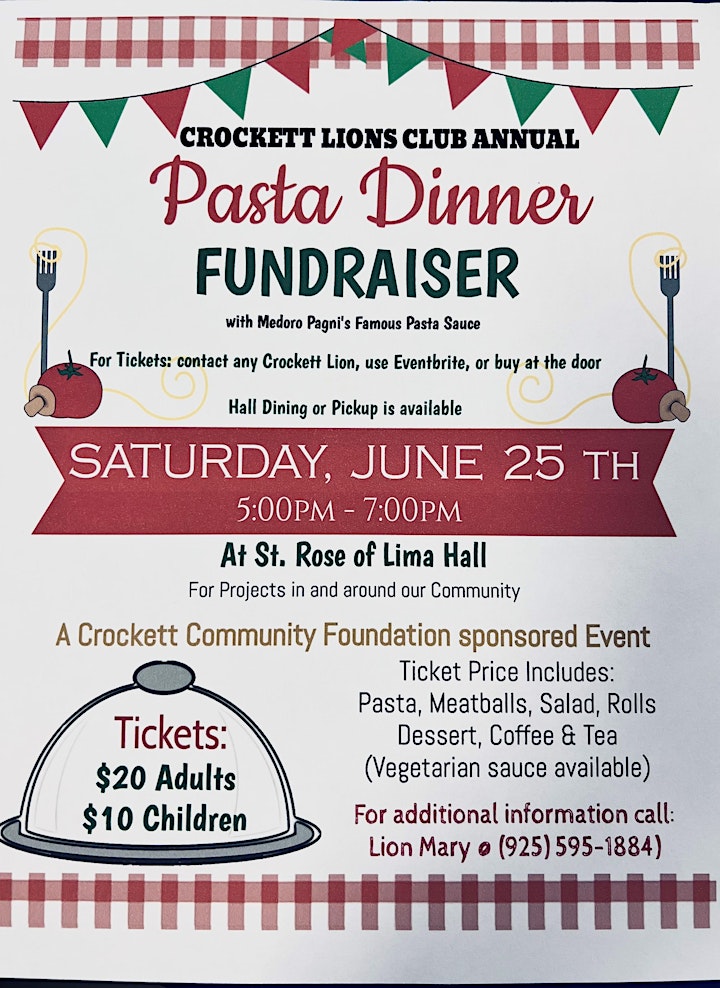 Crockett Lions Club Pasta Dinner Fundraiser image