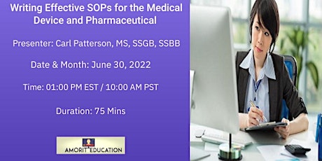 Writing Effective SOPs for the Medical Device and Pharmaceutical tickets