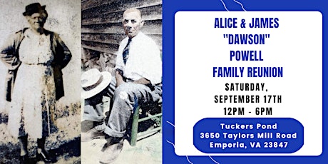Alice & James "Dawson" Powell Family Reunion - Live Ticket Registration