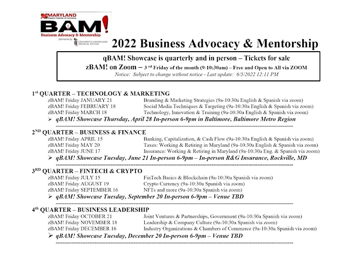 BAM!  Business Advocacy & Mentorship via Zoom image