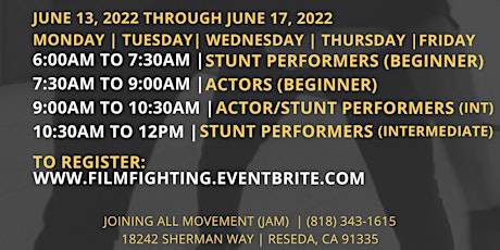 FILM FIGHTING INTENSIVE WORKSHOP - JUNE 2022 primary image