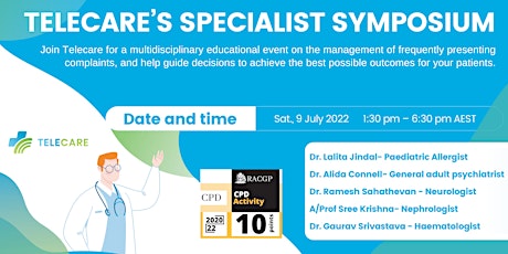 Specialist  Symposium invite by Telecare | 10 CPD points tickets