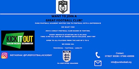 Indoor Football Sessions - 3-6 Age Groups: Pure Football Academy