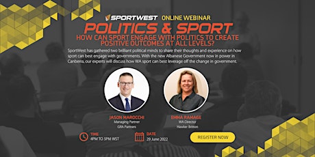 SportWest Online Webinar Series | Politics & Sport tickets